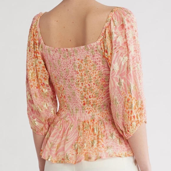 NWT CIEBON PINK DESIGN TIE FRONT BLOUSE - Picture 3 of 3